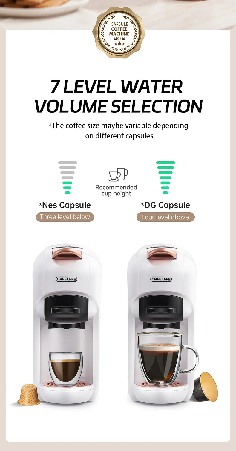 Cafelffe 5in1 Multiple Capsule Coffee Machine DG Cappuccino Nes Capsule ESE Pod Ground Coffee Cafeteria Gift for Lover,Dad,Mom