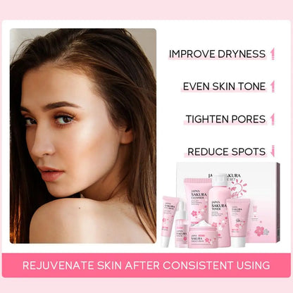 6pcs/Set Sakura Skin Care Sets Face Cream Serum Toner Facial Cleanser Sunscreen Eye Cream Face Skin Care Set Product Gift box