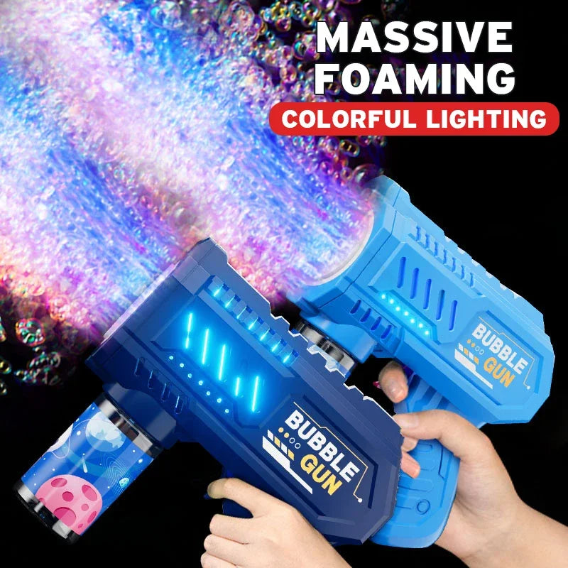 Fully Automatic Bubble Gun Rocket Bubbles Machine Automatic Blower with Bubble Liquid Toy for Kids Beach Outdoor Bubble Gifts