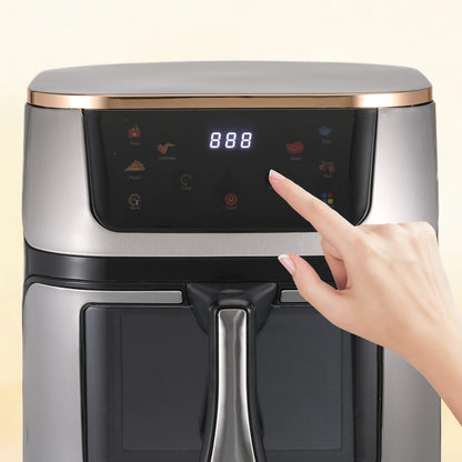 Air Fryer 12L Stainless Steel Visible Large Capacity Electric Oven Touch Screen Multifunctional Electric Fryer EU Plug