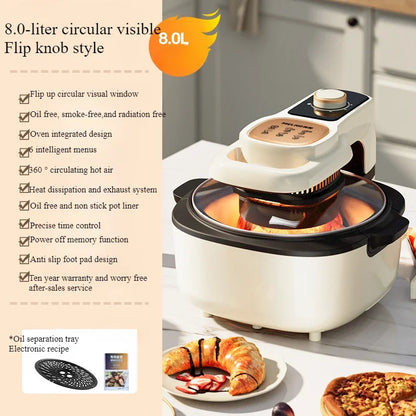 220V Kitchen Technology Air Fryer Home Integrated Fryer  Light Fat Low Oil Frying Multifunction Electric Oven Visual