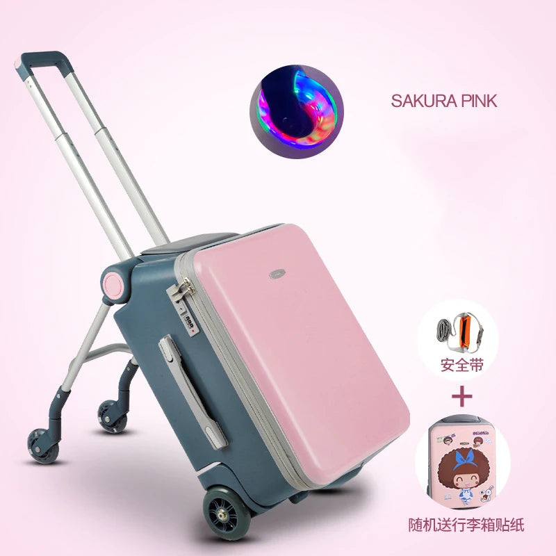 Children's lazy suitcase, children can sit and ride, men women, baby travel trolley luggage, baby stroller, artifact, boarding