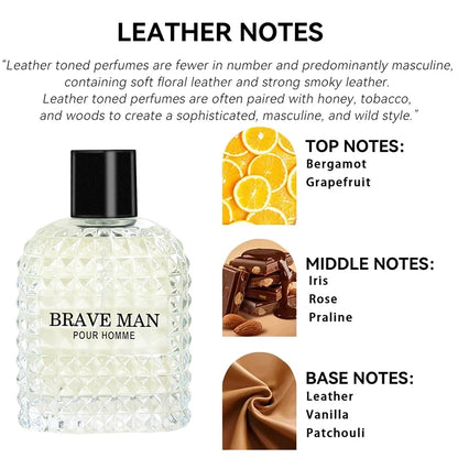 Brave Man For Perfume Charming Cologne Long-lasting Fragrance Tender Woody Scent Leather Notes Oriental Note Eau De Parfum 100ml