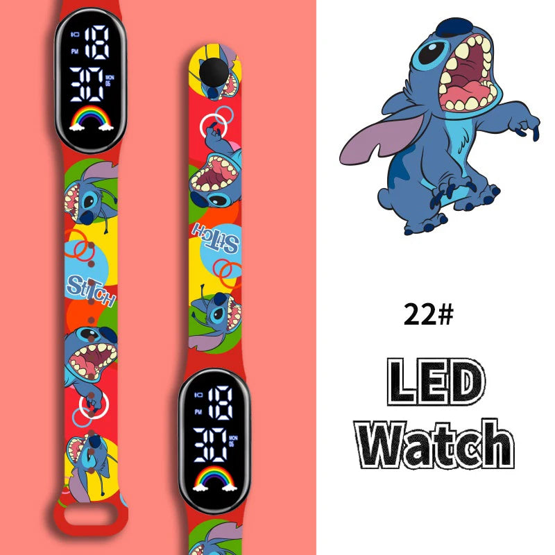 Disney Cartoon Stitch Children Watches Girls Fashion Bracelet LED Women Watch Kids Electronic Digital Waterproof Clock