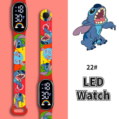 Disney Cartoon Stitch Children Watches Girls Fashion Bracelet LED Women Watch Kids Electronic Digital Waterproof Clock