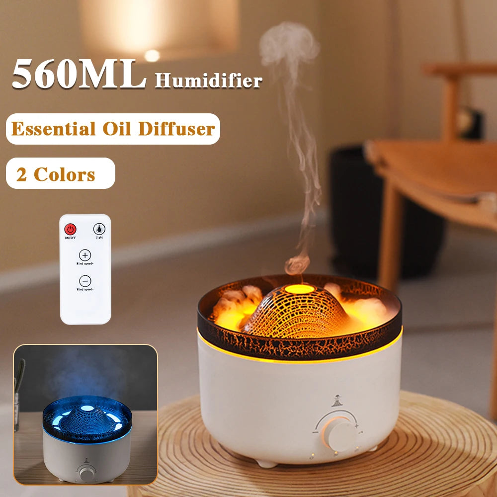 Jellyfish Volcano Fire Flame Aroma Air Humidifier Diffuser Essential Oil Electric Smell for Home Perfume Cool Mist Maker