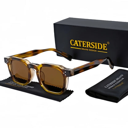 CATERSIDE Retro Punk Men Sunglasses Small Frame Square Personalized Design Sun Glasses Women Travel Party Business Festival Gift