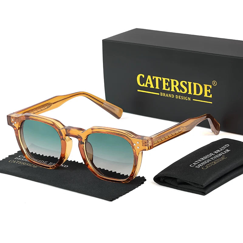 CATERSIDE Retro Punk Men Sunglasses Small Frame Square Personalized Design Sun Glasses Women Travel Party Business Festival Gift