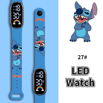 Disney Cartoon Stitch Children Watches Girls Fashion Bracelet LED Women Watch Kids Electronic Digital Waterproof Clock