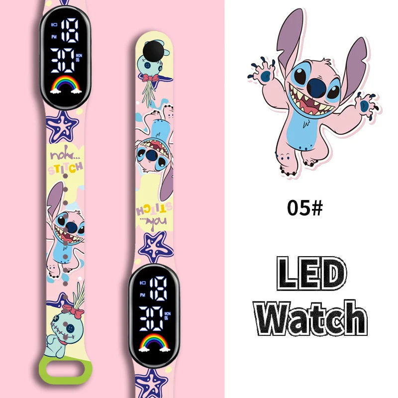 Disney Cartoon Stitch Children Watches Girls Fashion Bracelet LED Women Watch Kids Electronic Digital Waterproof Clock