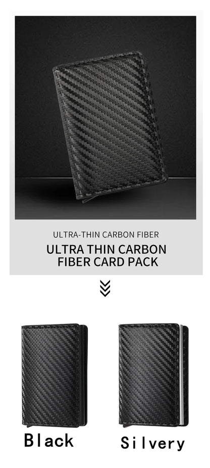 Carbon Fiber Credit Card Holder Wallet Men Rfid Smart Meral Thin Slim Pop Up Minimalist Wallet Small Black Purse Metal Wallet