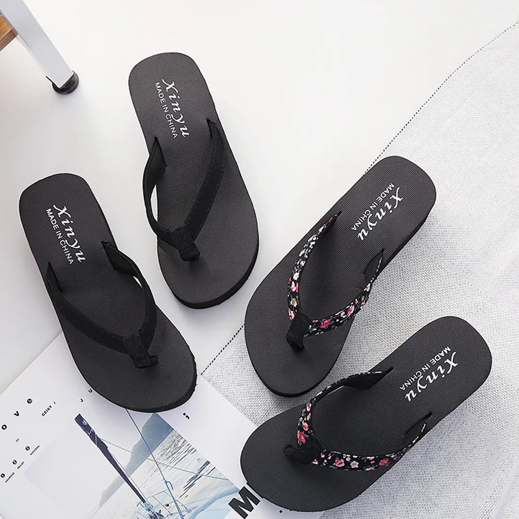 Women'S Fashionable And Casual Non-Slip Wedge Beach Shoes And Slippers Shoes 2024 Ladies' Thick Soled Trendy Flip Flops