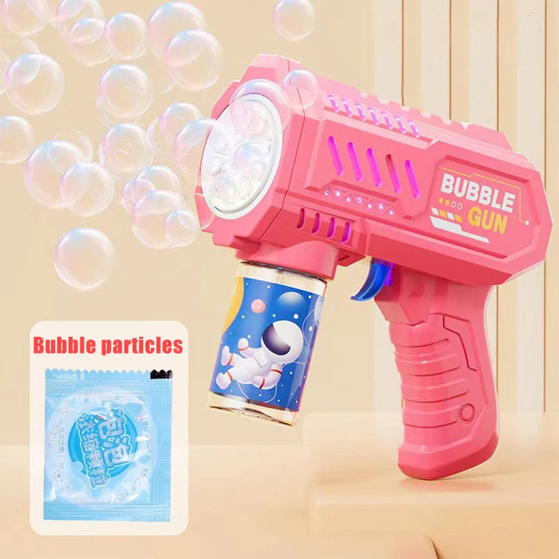 Fully Automatic Bubble Gun Rocket Bubbles Machine Automatic Blower with Bubble Liquid Toy for Kids Beach Outdoor Bubble Gifts