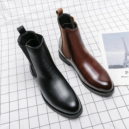 Luxury British Style Chelsea Boots Men Dress Shoes Business Formal Ankle Boots Autumn Bota Party Wedding Split Leather Shoes