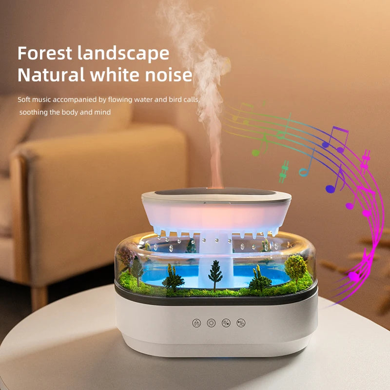 Rain Cloud Aroma Diffuser Small Air Humidifiers Water Drip Micro Landscape Essential Oils Ultrasonic Diffuser With 7 Night Light