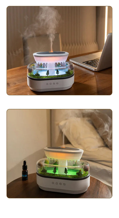 Rain Cloud Aroma Diffuser Small Air Humidifiers Water Drip Micro Landscape Essential Oils Ultrasonic Diffuser With 7 Night Light