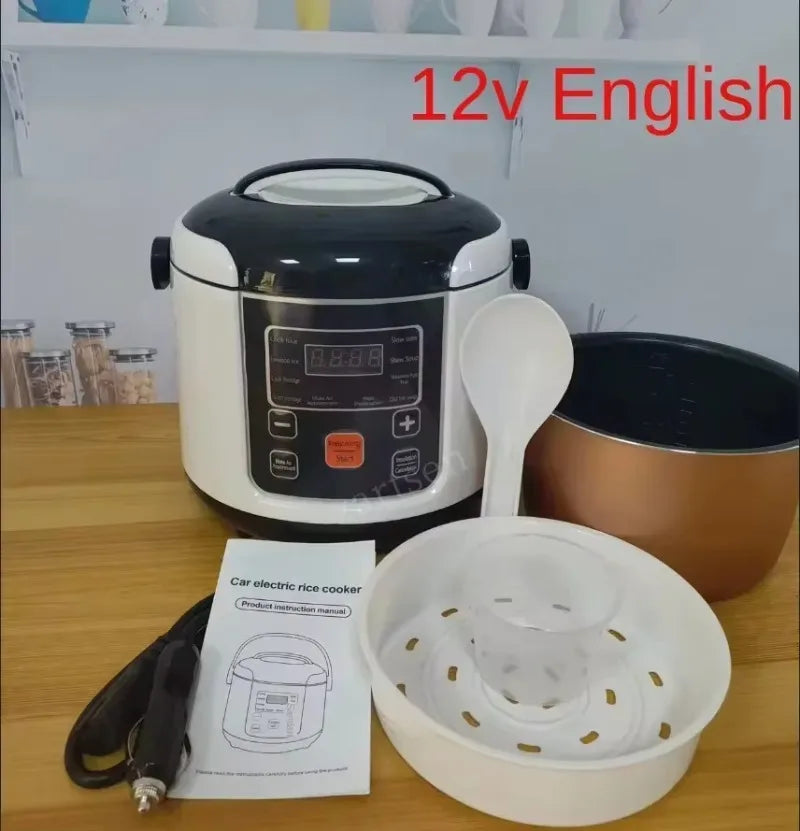 2L Electric Mini Rice Cooker MultiCooker Portable Car Rice Cooker 12V 24V Cooking Machine For Car and Truck