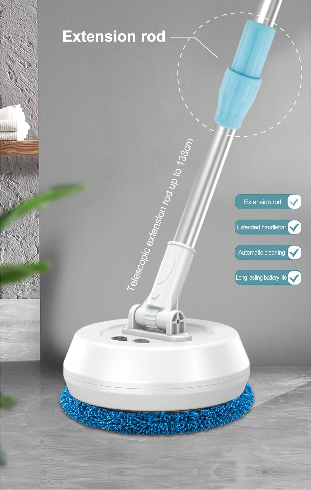 Wireless Electric Spin Mop Cleaner Automatic 2 in 1 Wet & Dry Home Cleaner Car Glass Ceiling Door Windows floor scrubber machine