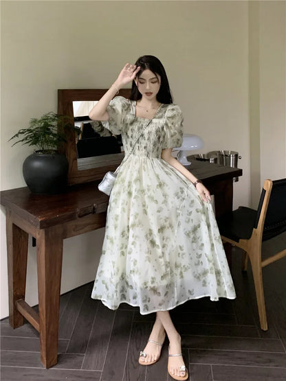 2024 Summer New Women's Student White Pile Up Skirt Umbrella Skirt High Waist Medium Length A- Line Skirt Long Dress