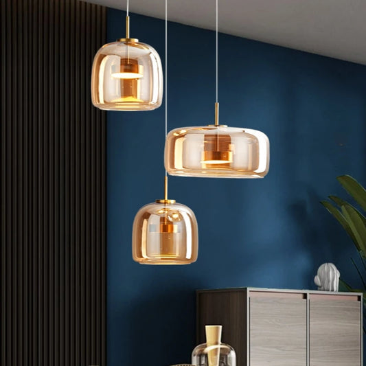 Italian Minimalist Glass Chandelier Modern Restaurant Bar Designer Combination Pendant Lamp Bedroom Bedside Decor Hanging Light