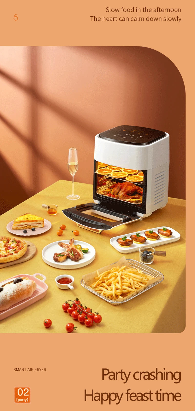 15L Multifunction Digital Air Fryer Without Oil Electric Oven, Dehydrator, Air Fryer with LED Touch Panel Large Display Window