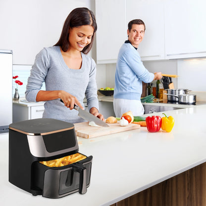 Air Fryer 12L Stainless Steel Visible Large Capacity Electric Oven Touch Screen Multifunctional Electric Fryer EU Plug