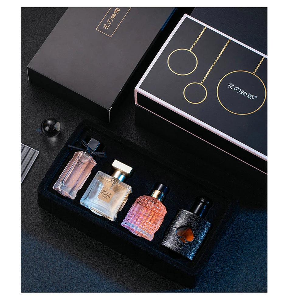 Gift Box Four Piece Set Women Perfume Spray 105ml Floral Scent Lasting Fragrance Pheromone Eau De Parfum Men Cologne Balminess