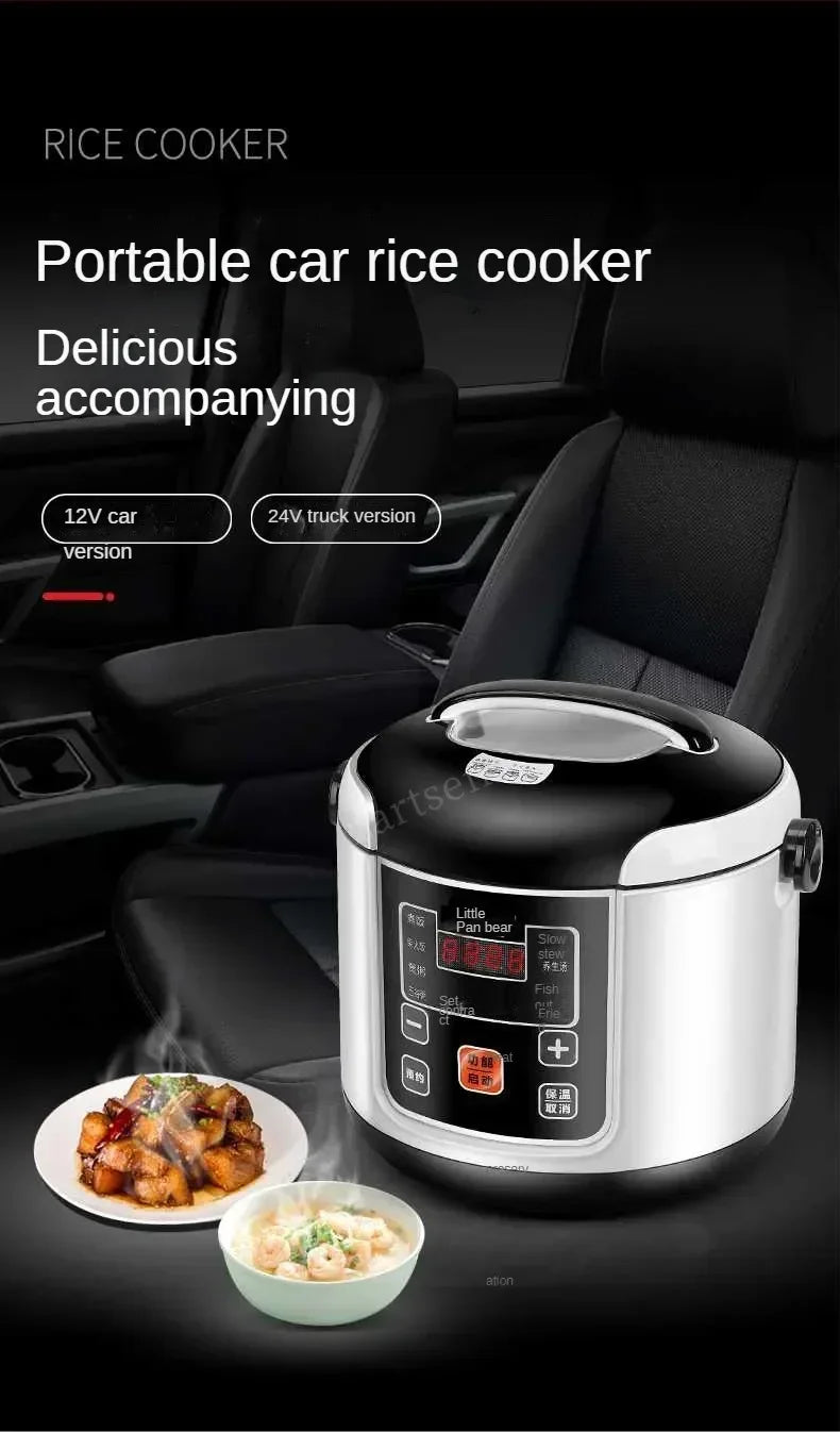 2L Electric Mini Rice Cooker MultiCooker Portable Car Rice Cooker 12V 24V Cooking Machine For Car and Truck