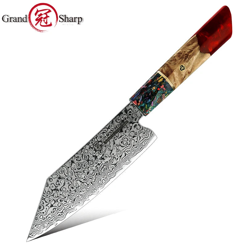 Grandsharp 5.5 inch Japanese Bunka Kitchen Knife 67 Layers Damascus Steel Chef Knives Fruit Meat Vegetables Cutter Cooking Tools