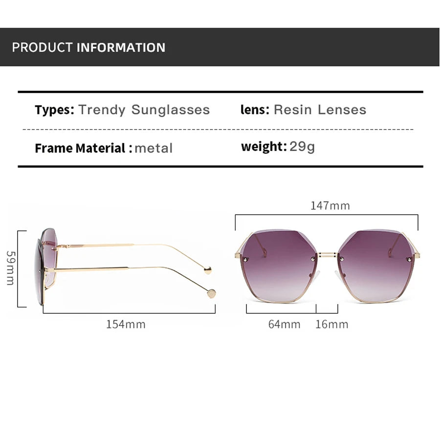 Brand Design 2024 Fashion New Polygonal Metal Sunglasses Retro Ladies Glasses Classic Trend Luxury Driving Travel Eyewear