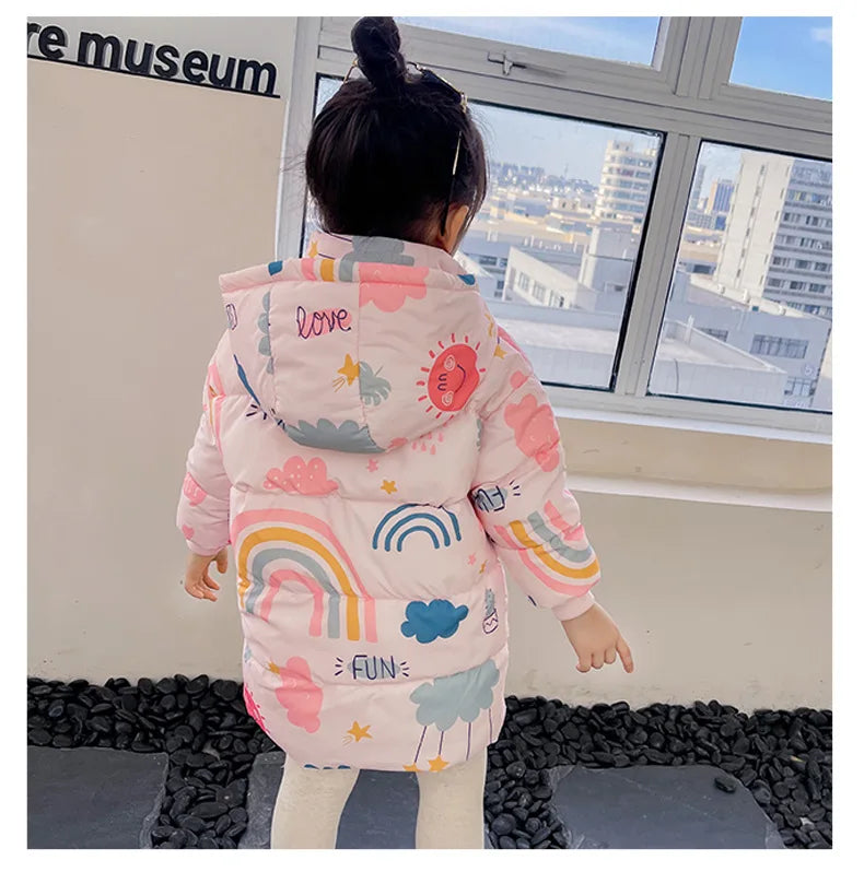 New Girls Boys Down Jacket Winter Coats Children Clothes Hooded Windbreaker Coat For Kids 2-7 Years Cotton Warm Outerwear