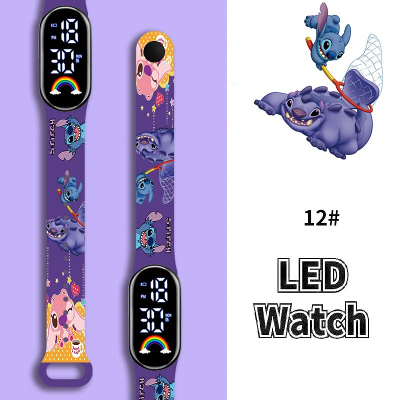 Disney Cartoon Stitch Children Watches Girls Fashion Bracelet LED Women Watch Kids Electronic Digital Waterproof Clock