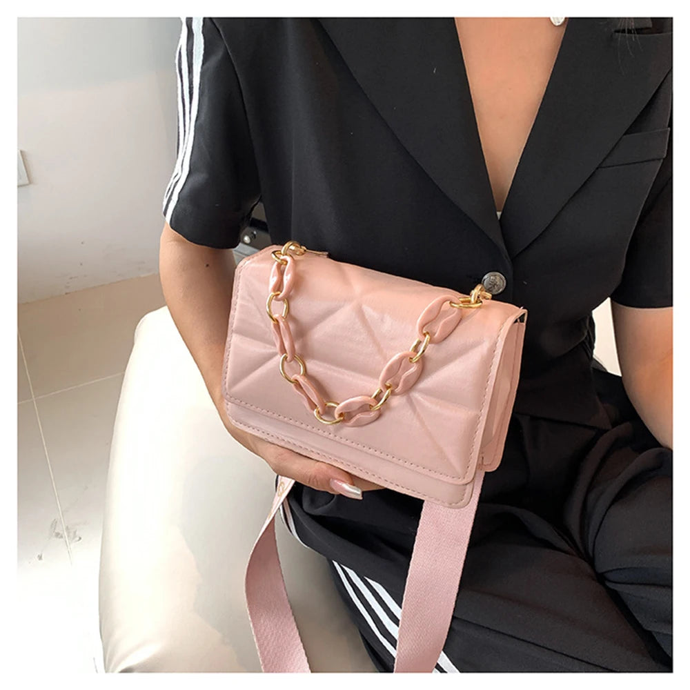 Winter Large Shoulder Bags for Women Stone Pattern PU Leather Crossobdy Bags Brand Pink Tote Handbags Chains Shopper Clutch Purs