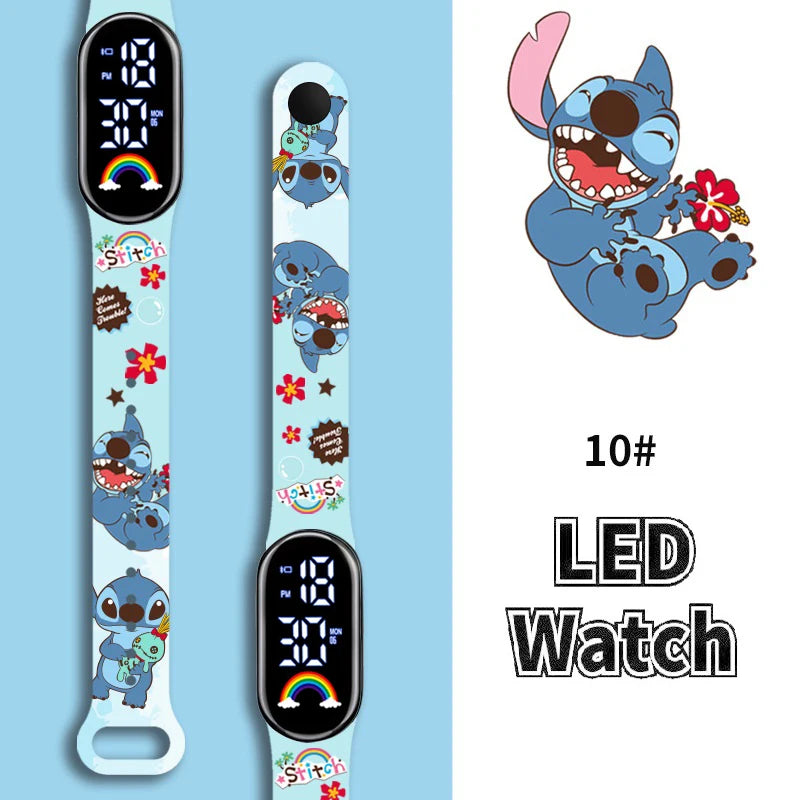 Disney Cartoon Stitch Children Watches Girls Fashion Bracelet LED Women Watch Kids Electronic Digital Waterproof Clock