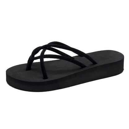 Summer Women Slippers Outdoor Light Weight Cool Shoes Indoor House Ladies Flat Flip-flop Black Non-slip Basic Home Sandals