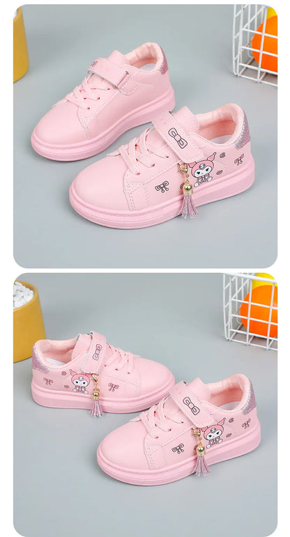 Sanrio Girls's Fashion Sneakers Kid's Anti-skid Casual Shoes Cartoon Anime Kuromi Thick Soles Shoes Children's Board Shoes