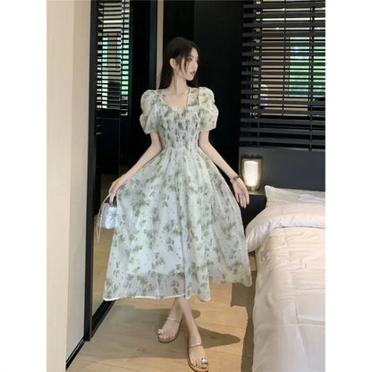 2024 Summer New Women's Student White Pile Up Skirt Umbrella Skirt High Waist Medium Length A- Line Skirt Long Dress