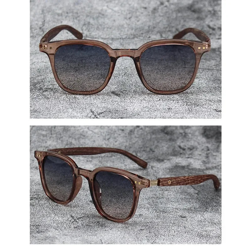 Sunglasses for Men Women's Trendy Retro Wood Grain Polarized UV Protection Eyewear Cycling Outdoor Street Photography