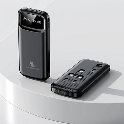 Mini Mobile Power Bank With Built-in Cable LED Display Over-current Can Charge Up To 4 black 2W milliampere