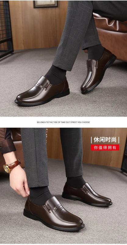 Leather Men Formal Shoes Luxury Brand 2025 Men's Loafers Dress Moccasins Breathable Slip on Black Driving Shoes Plus Size 38-46