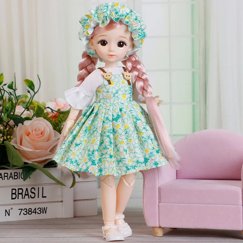 BJD Doll and Clothes Multiple Removable Joints 30cm 1/6 3D Eyes Doll Girl  Dress Up Birthday Gift Toy