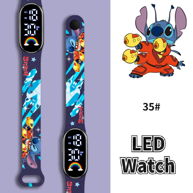 Disney Cartoon Stitch Children Watches Girls Fashion Bracelet LED Women Watch Kids Electronic Digital Waterproof Clock