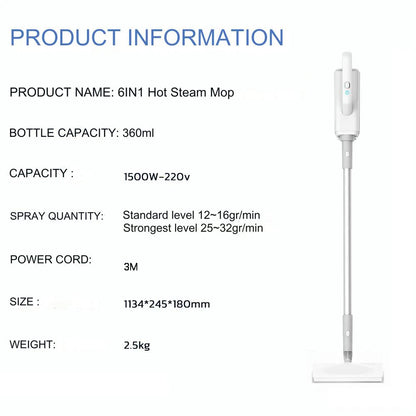 370ml Household Multifunctional 1500W Sterilization And Mite Removal Steam Cleaner Electric Steam Mop 220V EU Plug