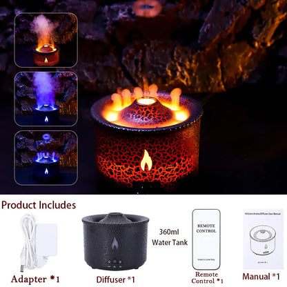 Jellyfish Volcano Fire Flame Aroma Air Humidifier Diffuser Essential Oil Electric Smell for Home Perfume Cool Mist Maker