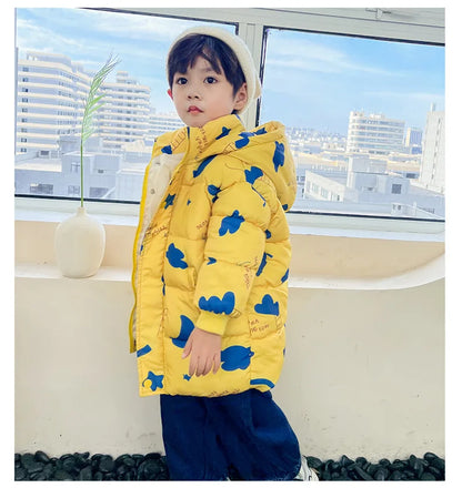 New Girls Boys Down Jacket Winter Coats Children Clothes Hooded Windbreaker Coat For Kids 2-7 Years Cotton Warm Outerwear