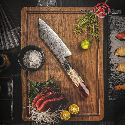 Grandsharp 5.5 inch Japanese Bunka Kitchen Knife 67 Layers Damascus Steel Chef Knives Fruit Meat Vegetables Cutter Cooking Tools