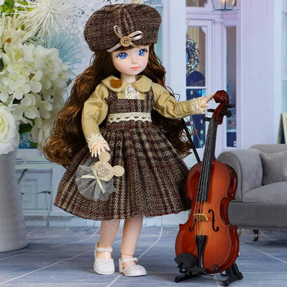 BJD Doll and Clothes Multiple Removable Joints 30cm 1/6 3D Eyes Doll Girl  Dress Up Birthday Gift Toy