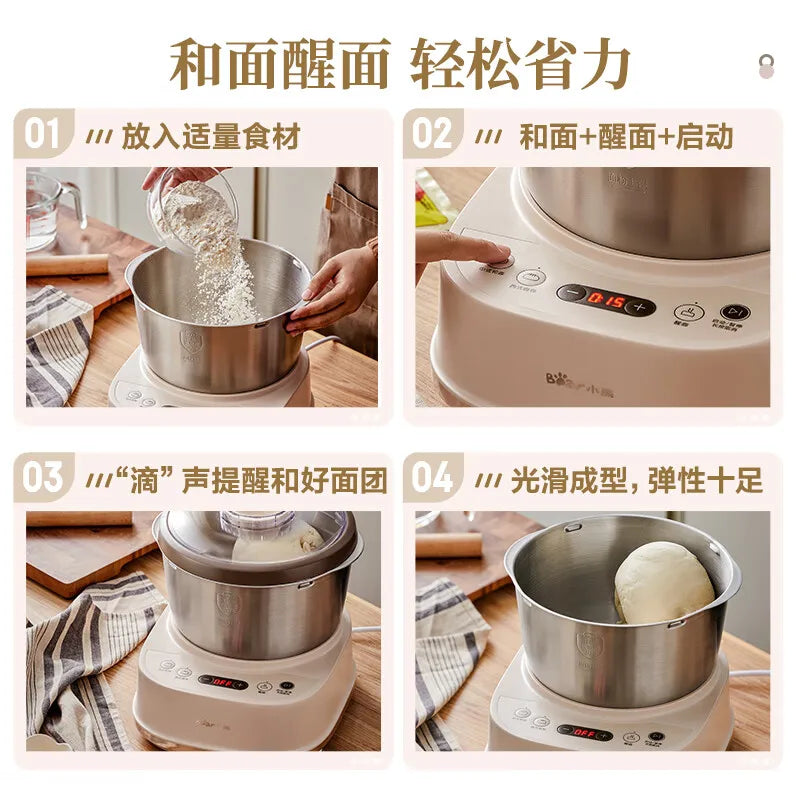 5L Electric Dough Mixer Household Timing Dough Kneading Machine Stand Mixer Microcomputer Control Flour Fermentation Mixer