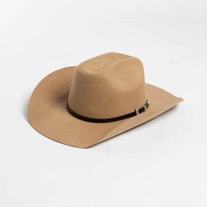 202308-hh2076b  chic ins winter wool felt pu belt  Britain Classic Stetson fedoras cap  men women leisure panama jazz hat