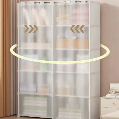 Multi-layer Storage Rack Dustproof Wardrobe Portable Clothes Organizer DIY Storage Cabinet Multilayer Furniture Curtains Cabinet